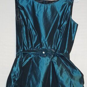 Elegant Alex Evening Metallic Green Semi Formal dress sizes 12 petite